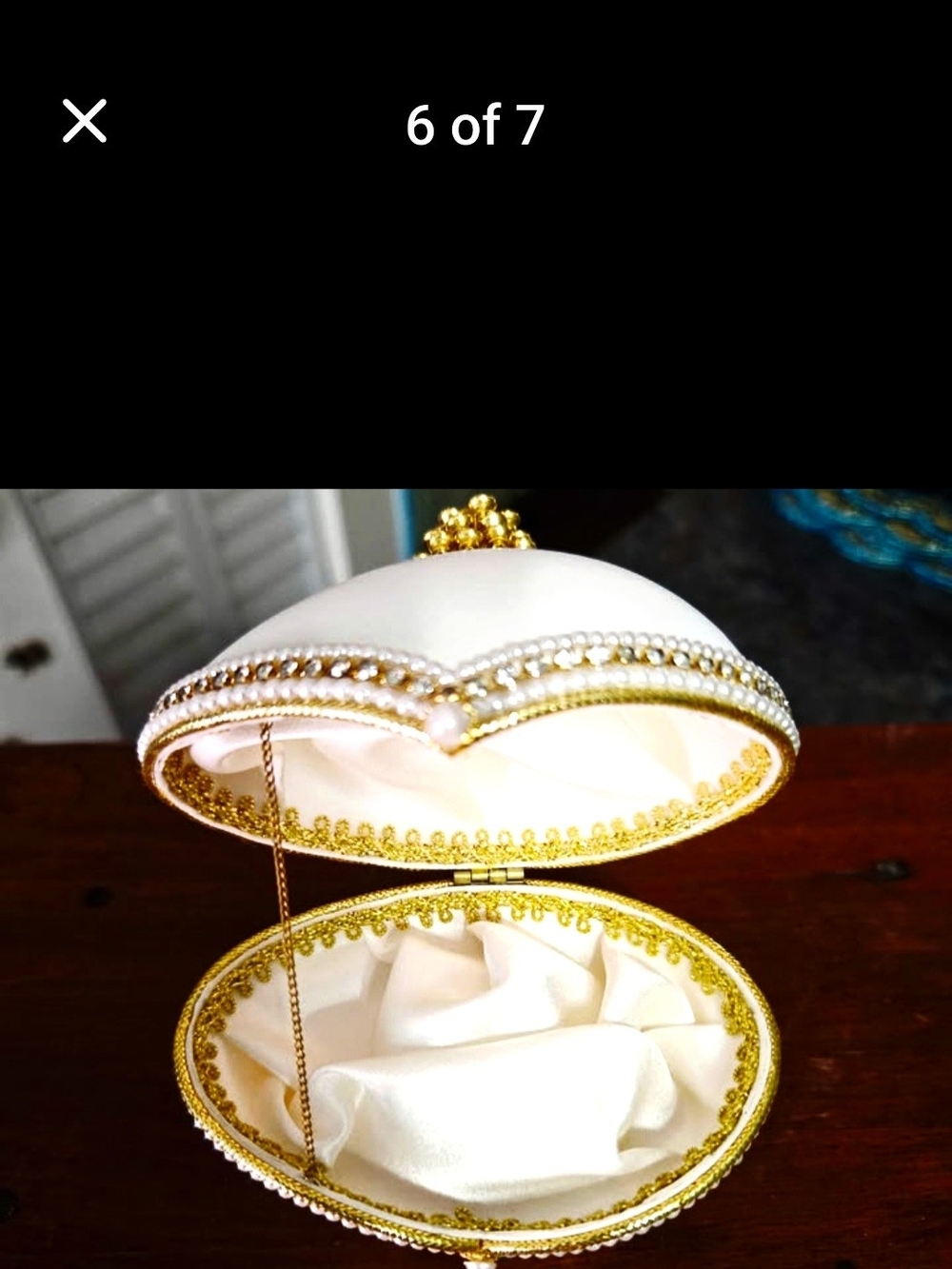 Vintage 1980 Egg Fantasy Original - Musical Collectible Eggshell Trinket Box
